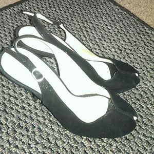 BCBG Max Azria Sparkle PeepToe Shiny Sling Heels